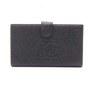 CHANEL Black Leather Logo Wallet